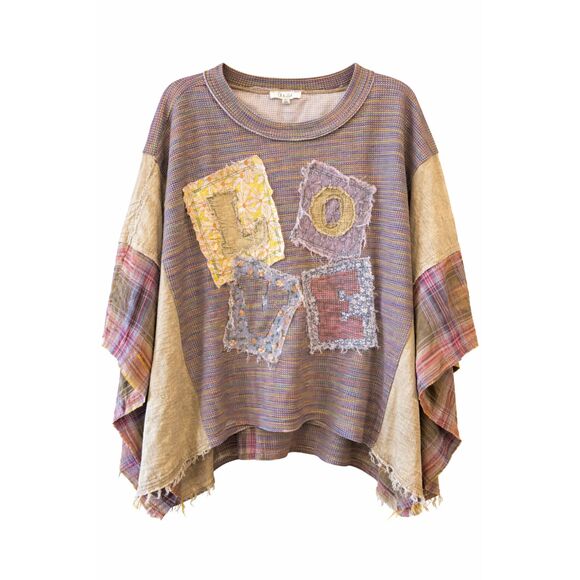 Oli & Hali Tops - Oli & Hali LOVE Patchwork Top Boho Oversized Mixed Fabric Cottagecore